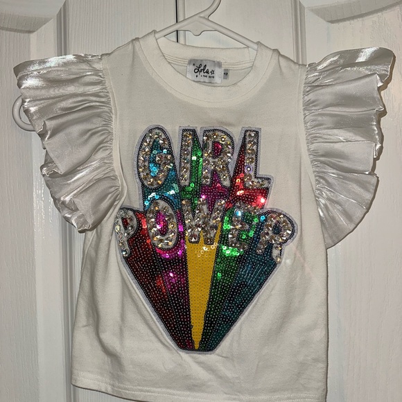 Lola + The Boys Other - Lola + The Boys Sequin Girl Power Tee - White